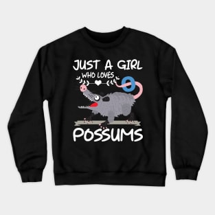 Just A Girl Who Loves Possums Animal Gift Crewneck Sweatshirt